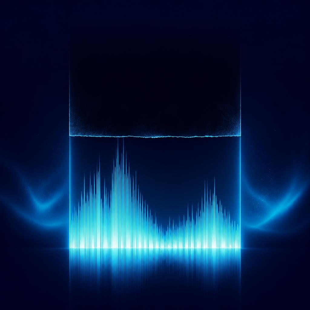 Un espectro de audio sobre fondo azul noche cuyo tercio superior aparece recortado y apagado, con la banda inferior restante iluminada en cian