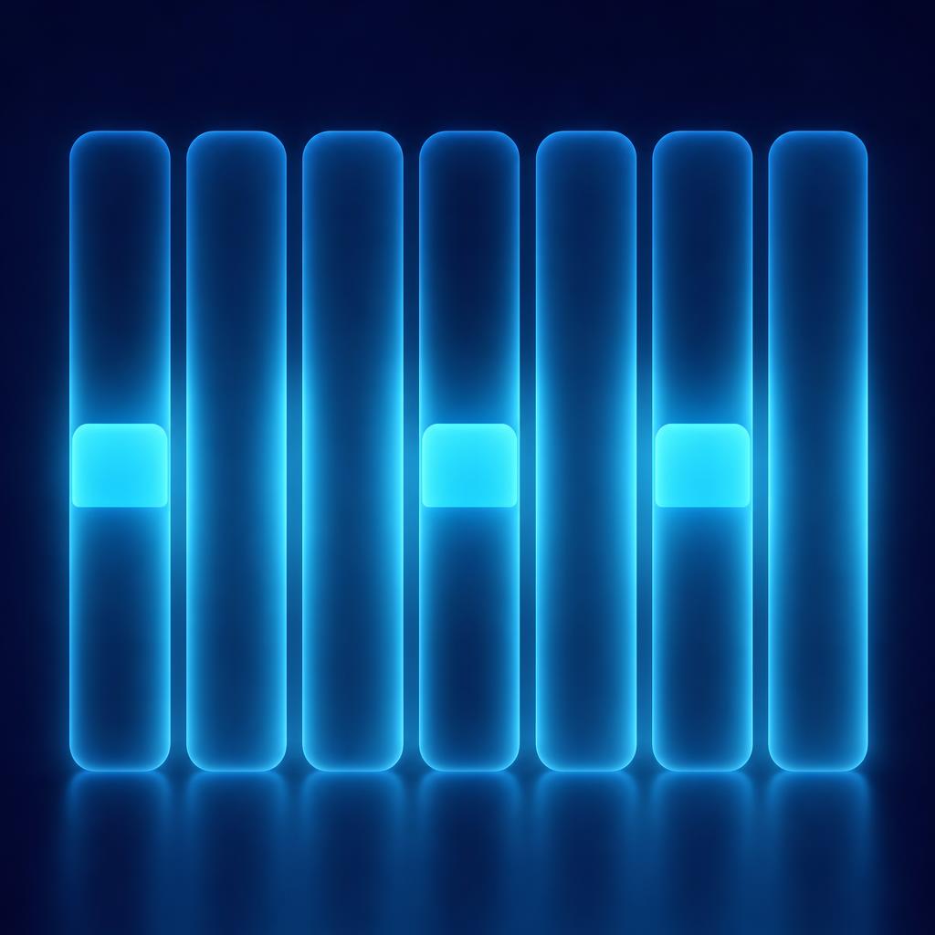 Seven columns representing the days of a week, three of them holding a short, bright, clearly bounded slot