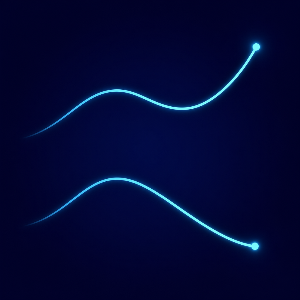 Diagram of two melodic contours: a glowing curve that rises at the end for yes/no questions and one that falls at the end for wh- questions