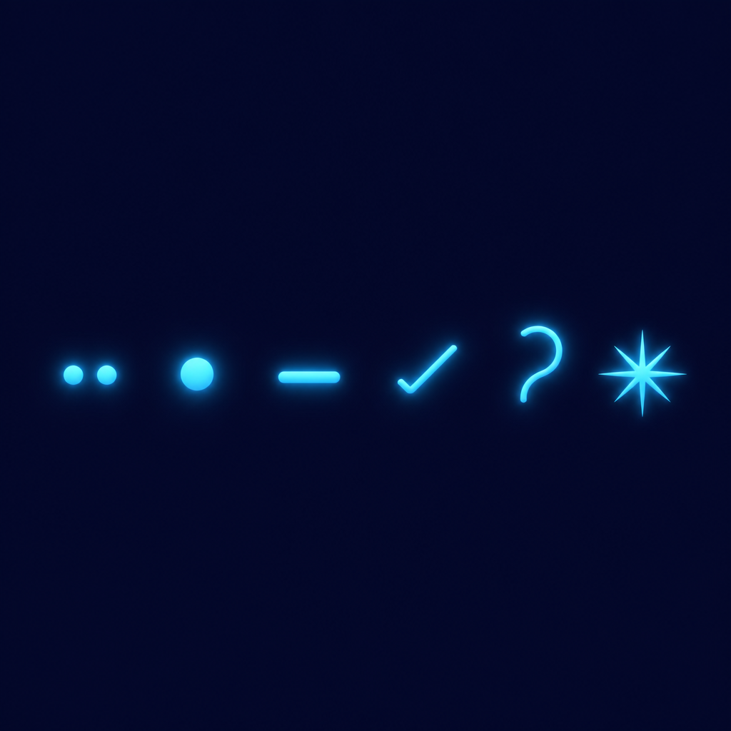 Six distinct geometric tokens lined up on a dark background, each with its own shape and size